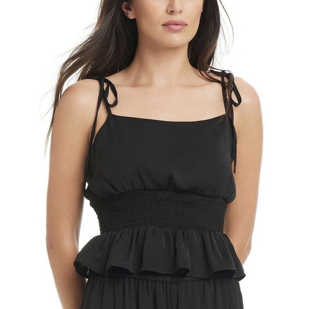 Red Carter Women's Black Peplum Cover-Up Tank Top XL NWT